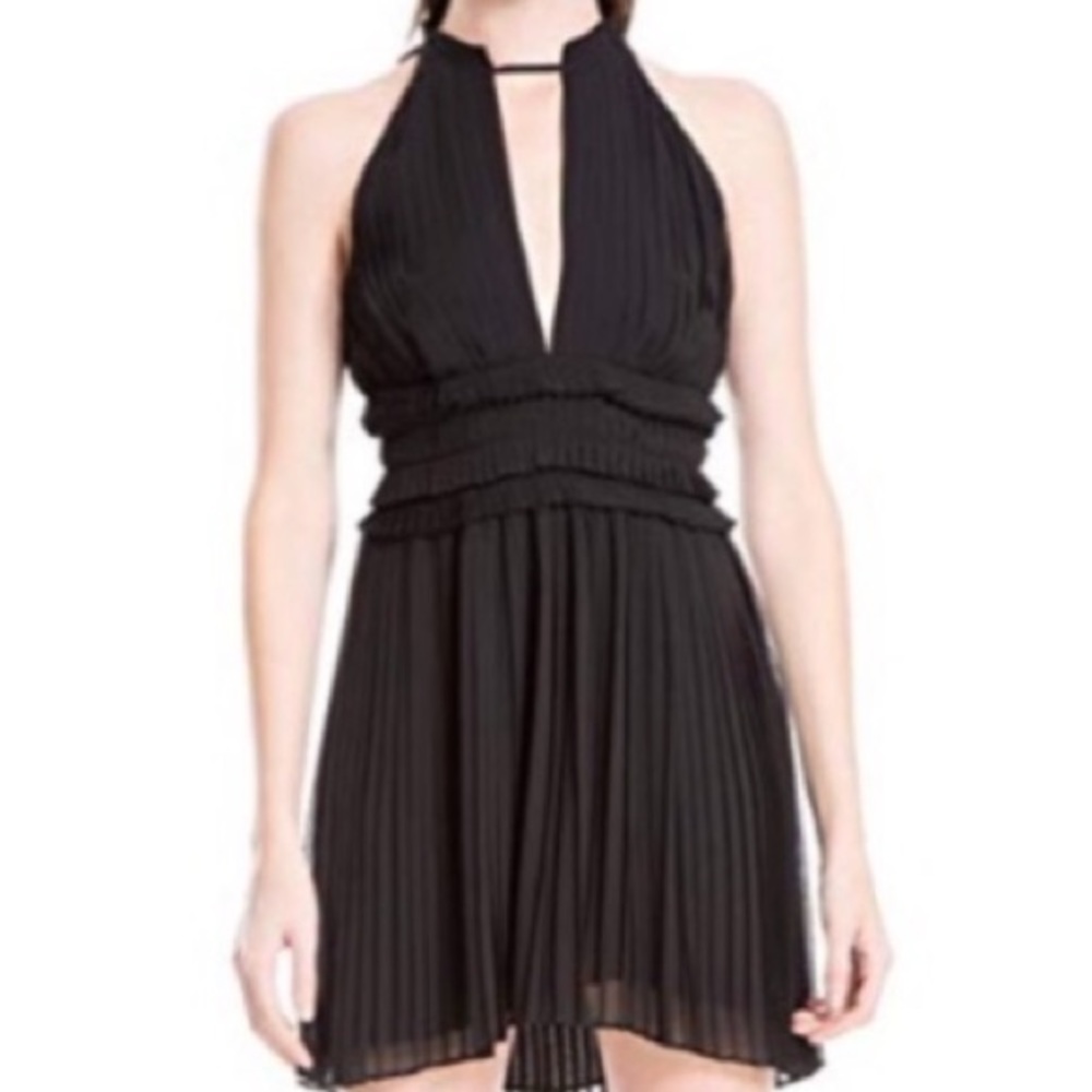 Max Studio Pleated Plunge Dress - Black- XL - NWT - Cocktail| Holiday| NYE